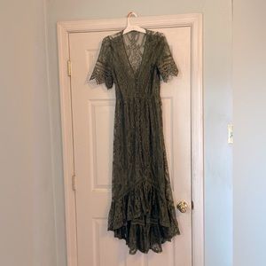High-Low Green Lace Dress